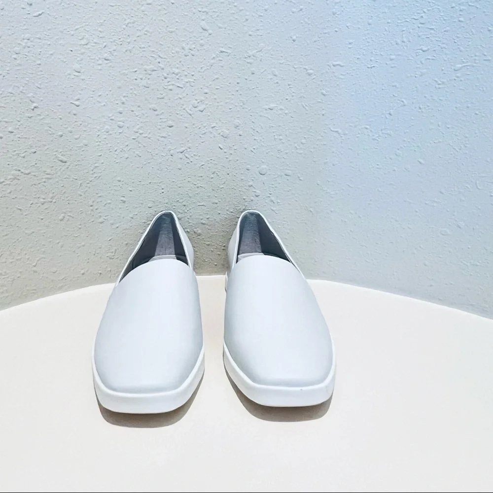 Franco Sarto White Bonza Leather Women’s Slip On Loafers Size 8.5 NEW